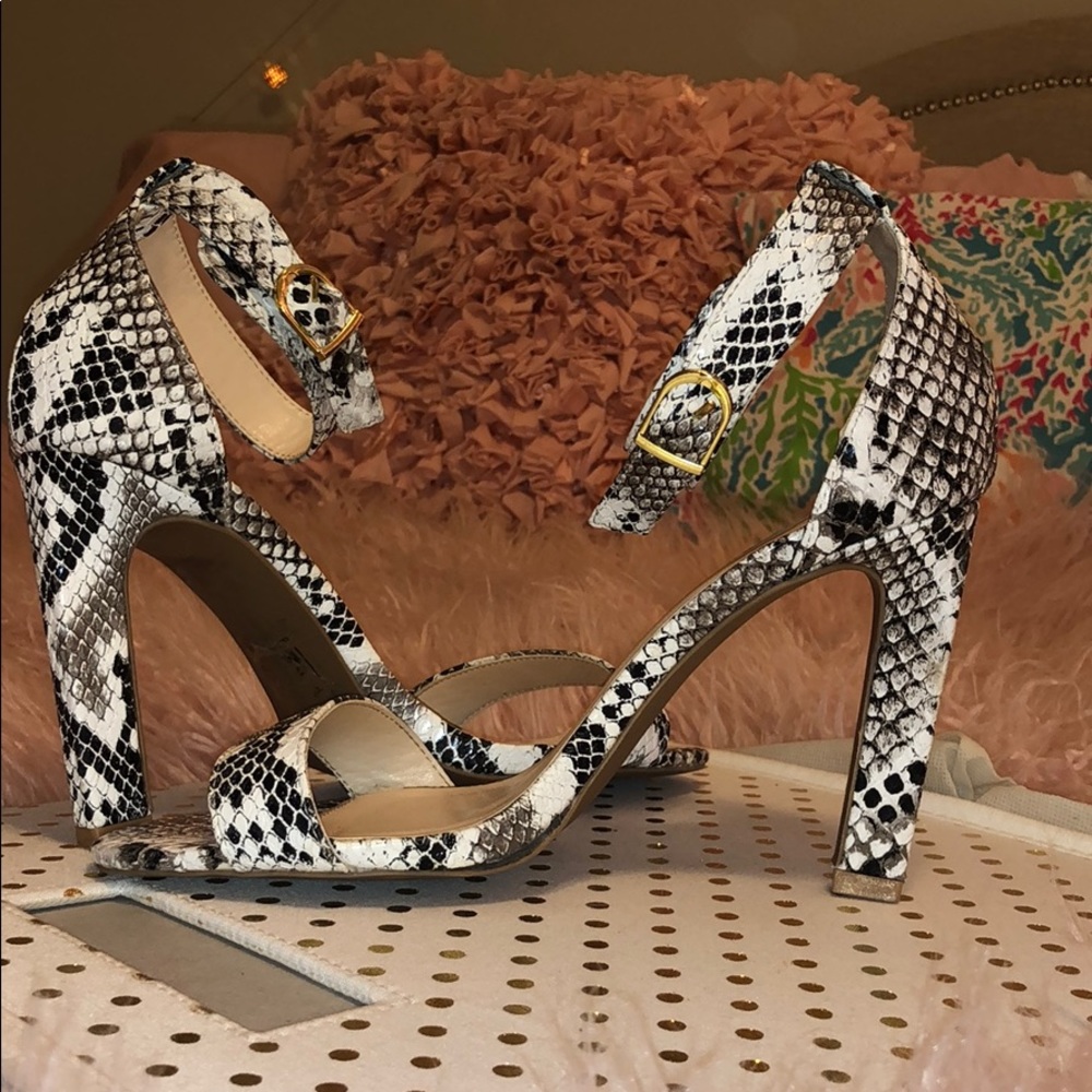 Snakeskin Ankle Strap Heels